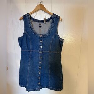 GAP Women's Dark Blue Denim Button-Front Dress